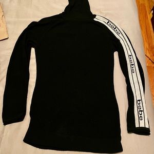 BEBE fitted sweater black turtle neck minidress M
